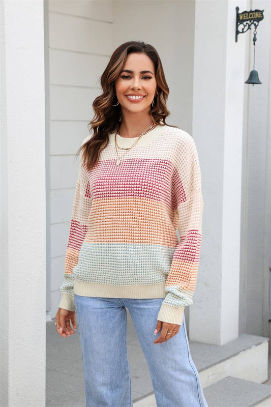 Striped Long Sleeve Pullover Sweater