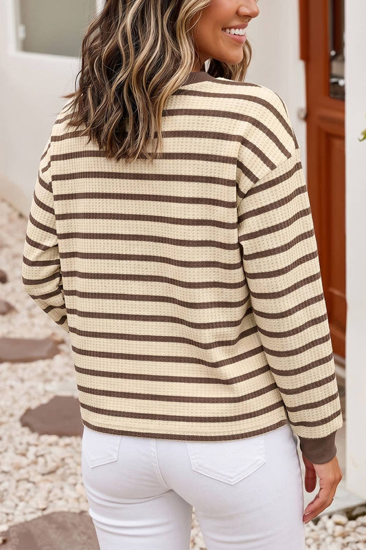 Striped Ribbed Casual Pullover Sweater