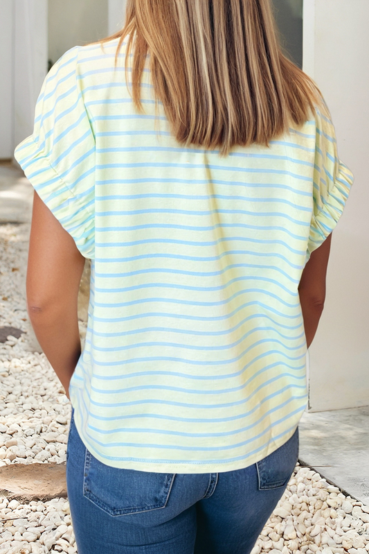 Stripe Cuffed Short Sleeve Top