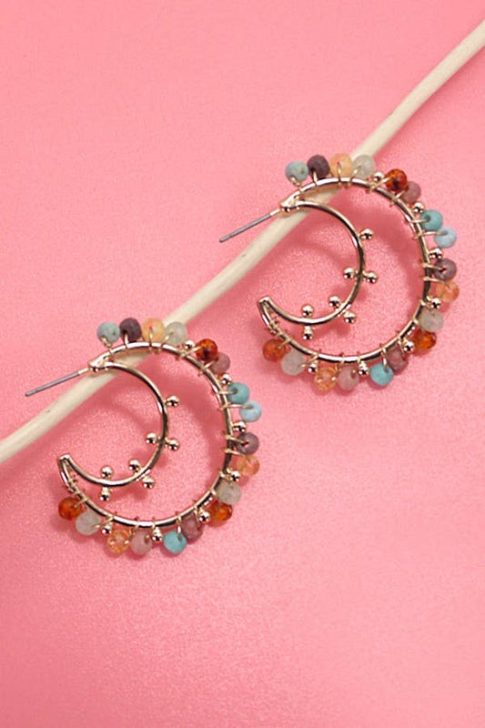 BEADED STONE EARRINGS
