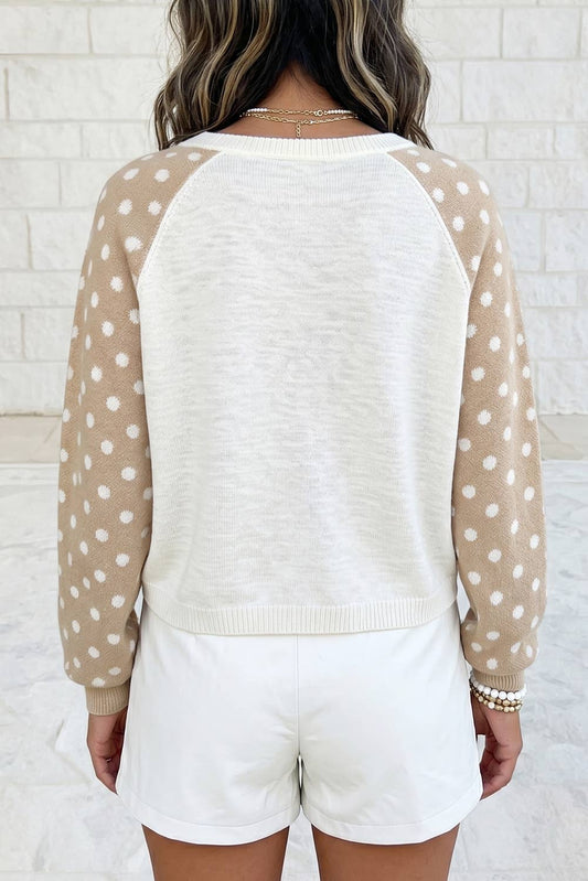 Polka Dot Raglan Sleeve Sweater