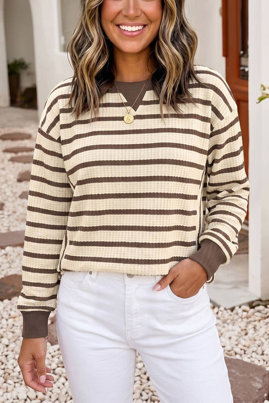 Striped Ribbed Casual Pullover Sweater