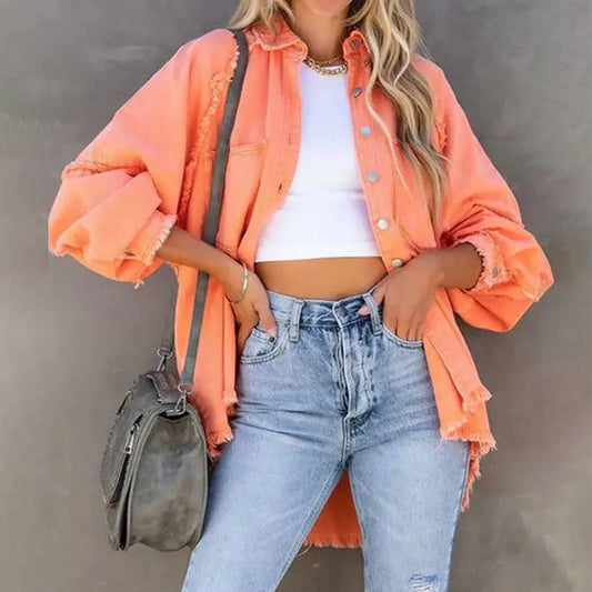 Raw Edge Patchwork Denim Jacket