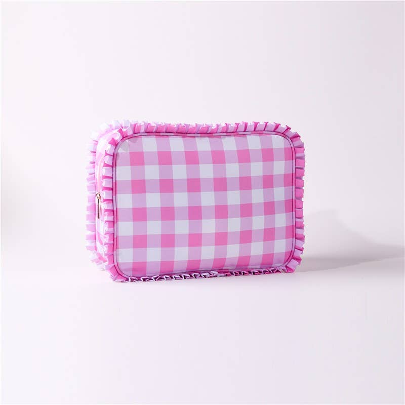 RUFFLE COSMETIC TRAVEL POUCH BAG