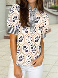 Floral Striped Patchwork Blouse