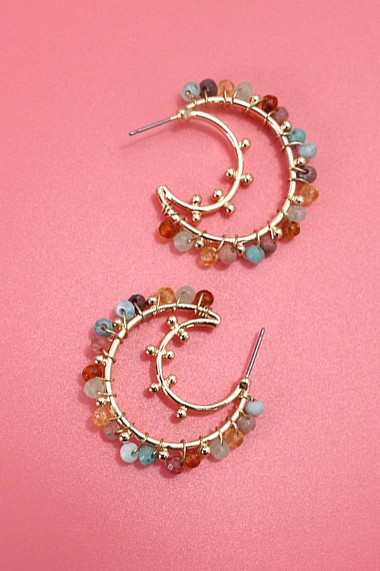 BEADED STONE EARRINGS