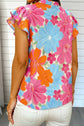 Floral Ruffle V Neck Blouse