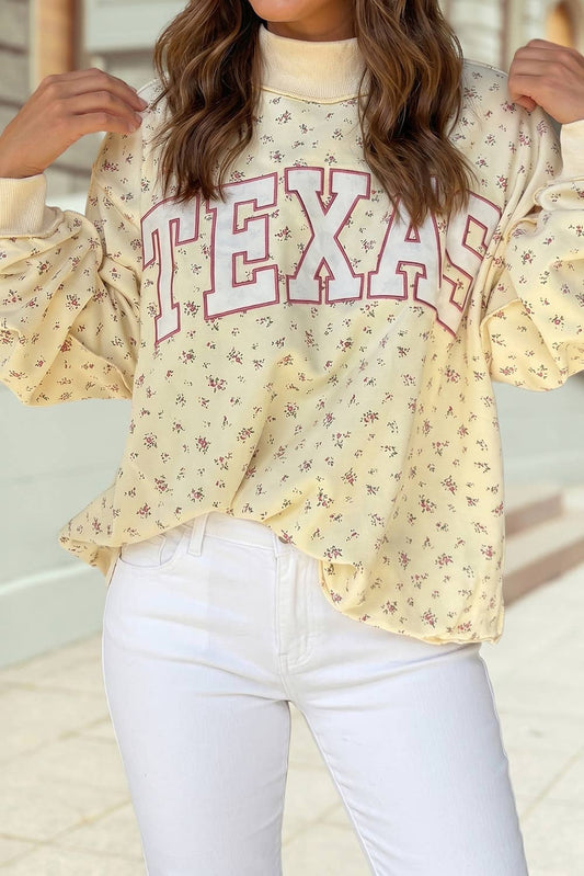 Floral Texas Mock Neck Sweatshirt