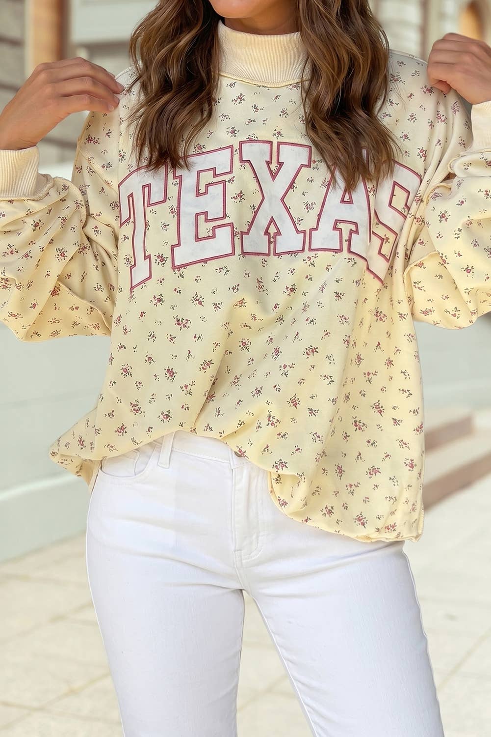 Floral Texas Mock Neck Sweatshirt