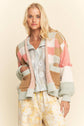 Checkered Patchwork Textured Knit Cardigan