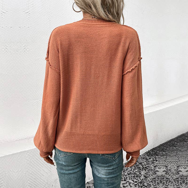 Long Sleeve V-Neck Knit Pullover