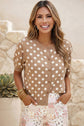 Polka Dot Short Sleeve Sweater Cardigan