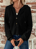 Hooded Button Long Sleeve Top