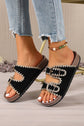 Embroidered Trim Suede Slippers