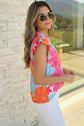 Floral Ruffle V Neck Blouse