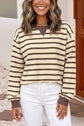 Striped Ribbed Casual Pullover Sweater