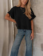 Boho Knit Casual Eyelet Ruffle Sleeve Top