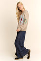3D Flower Button-Front Knit Cardigan