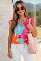 Floral Ruffle V Neck Blouse