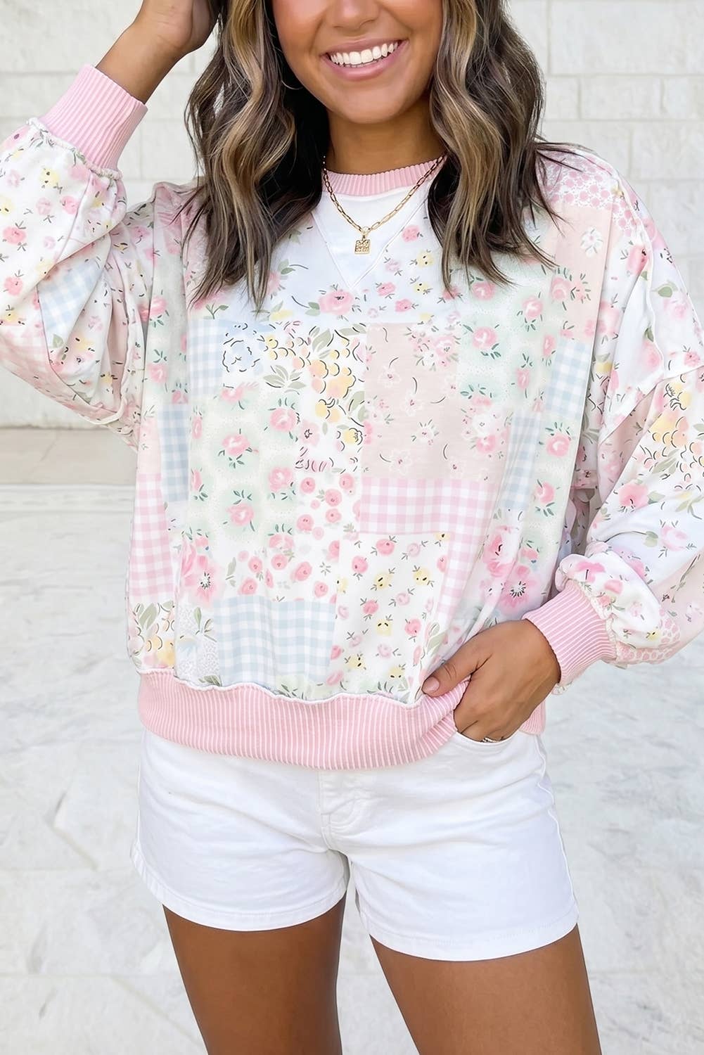 Floral Twisted Patchwork Top