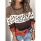 Leopard Print Patchwork Knit Pullover