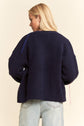3D Flower Button-Front Knit Cardigan