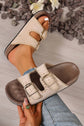 Embroidered Trim Suede Slippers