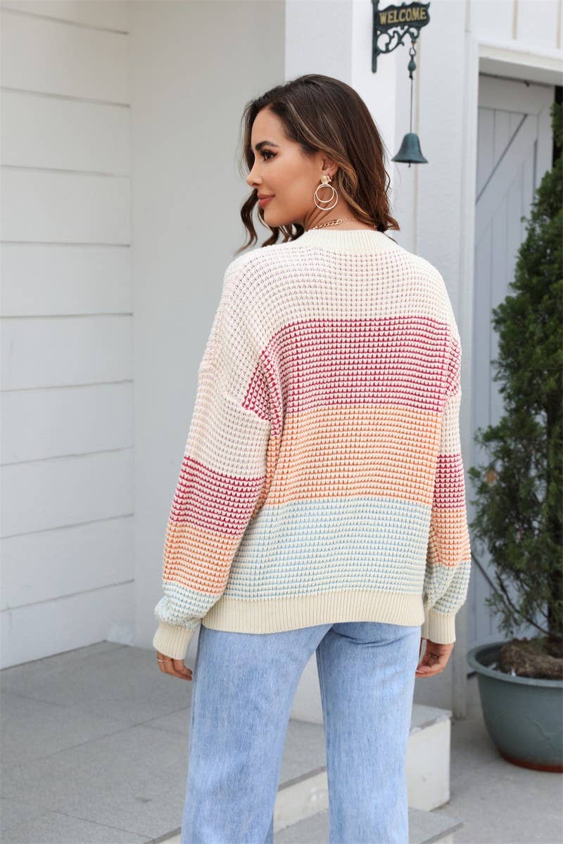 Striped Long Sleeve Pullover Sweater