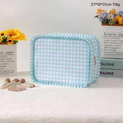 RUFFLE COSMETIC TRAVEL POUCH BAG