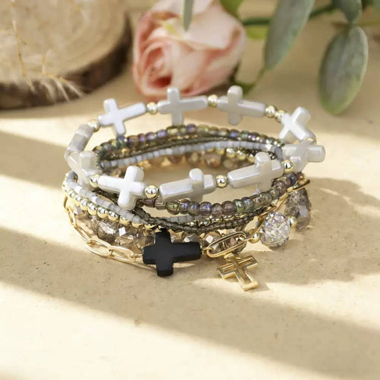 Silver Cross Stackable Bracelets