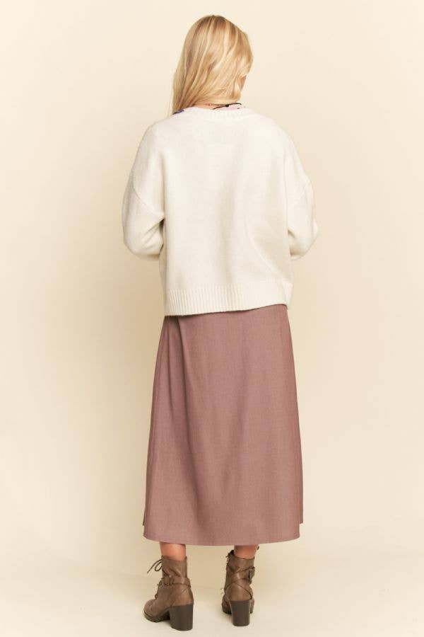 3D Flower Button-Front Knit Cardigan