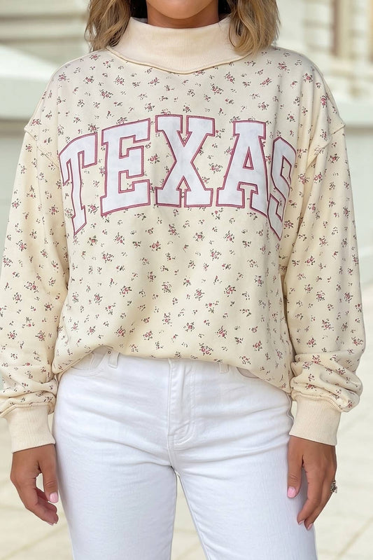 Floral Texas Mock Neck Sweatshirt