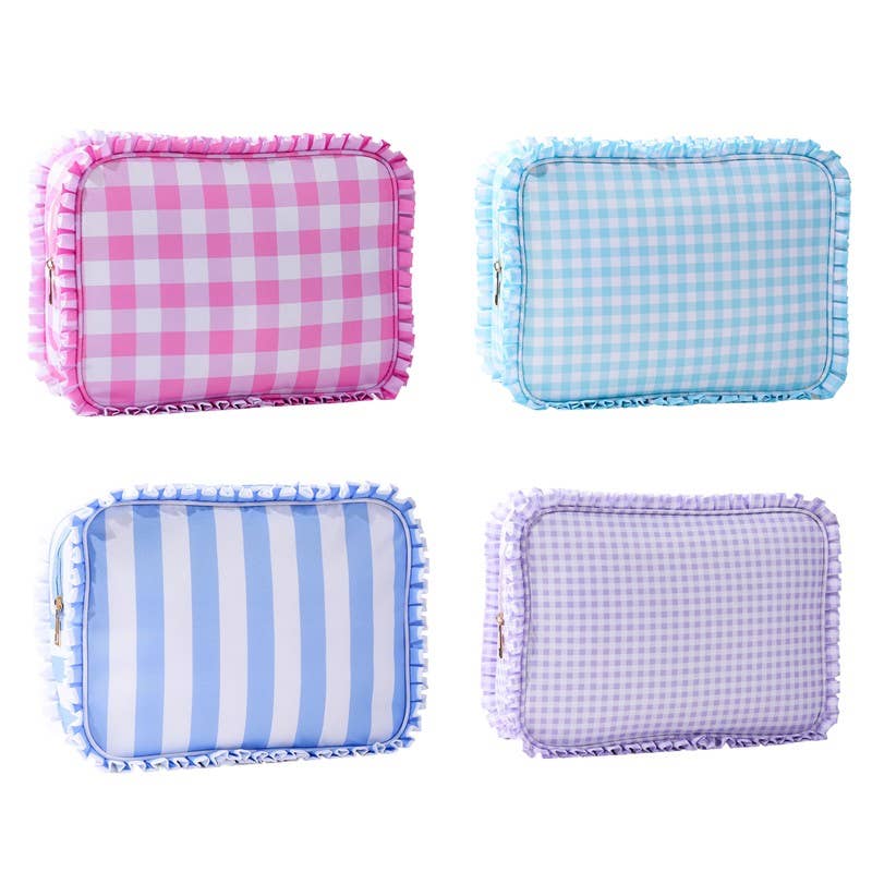 RUFFLE COSMETIC TRAVEL POUCH BAG