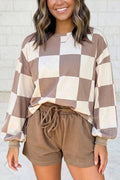 Checkered Long Sleeve Two Piece Set