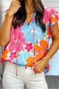 Floral Ruffle V Neck Blouse