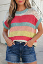 Colorblock Knit Short Sleeve Sweater