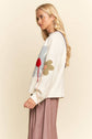 3D Flower Button-Front Knit Cardigan